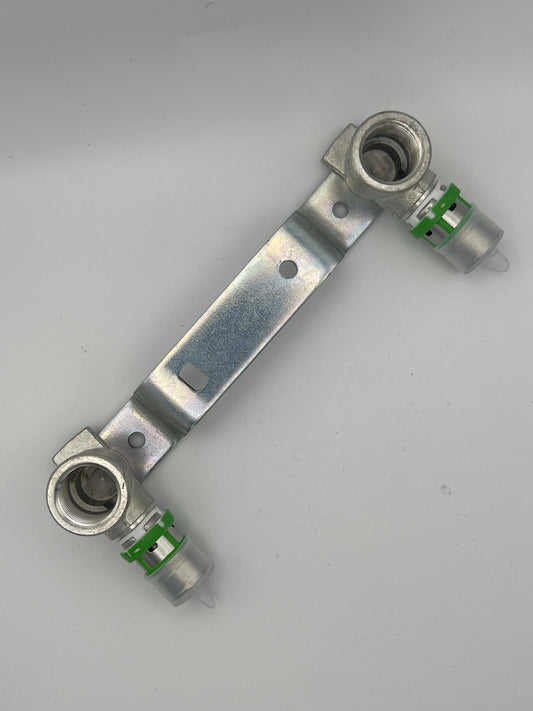 Wall-mounted crimp-on cylinder head - 16 x 1.2 center distance