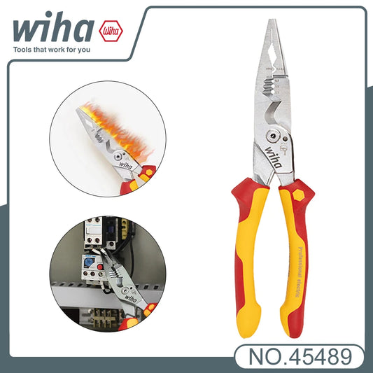 Wiha geïsoleerde striptang voor industriële elektriciens, multifunctionele tang, origineel VDE-getest, eenvoudig in gebruik, 1000V, 8-in-1, 45489